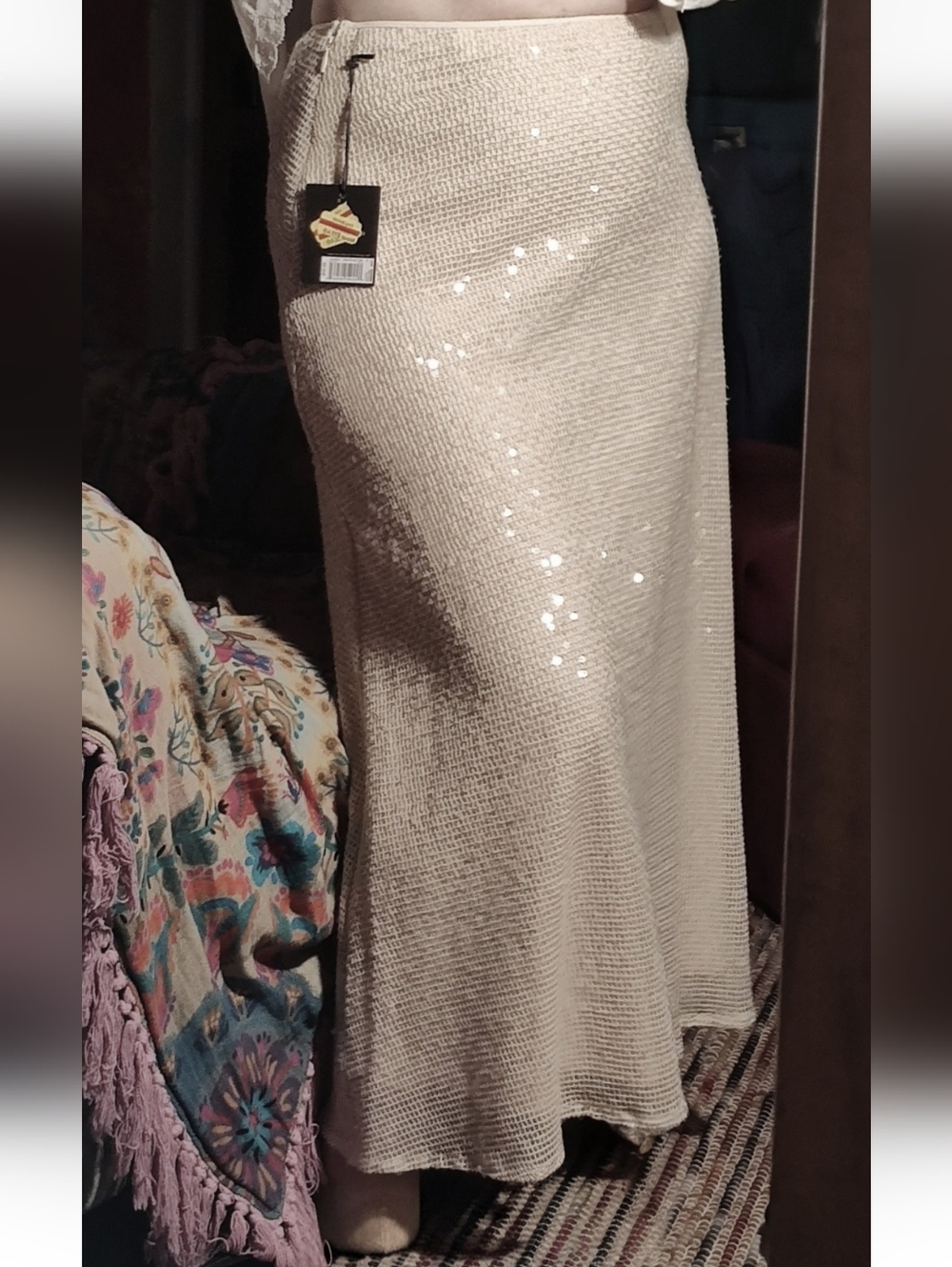 Simply Vera Vera Wang Ivory Sequin A-Line Skirt - Picture 14 of 15